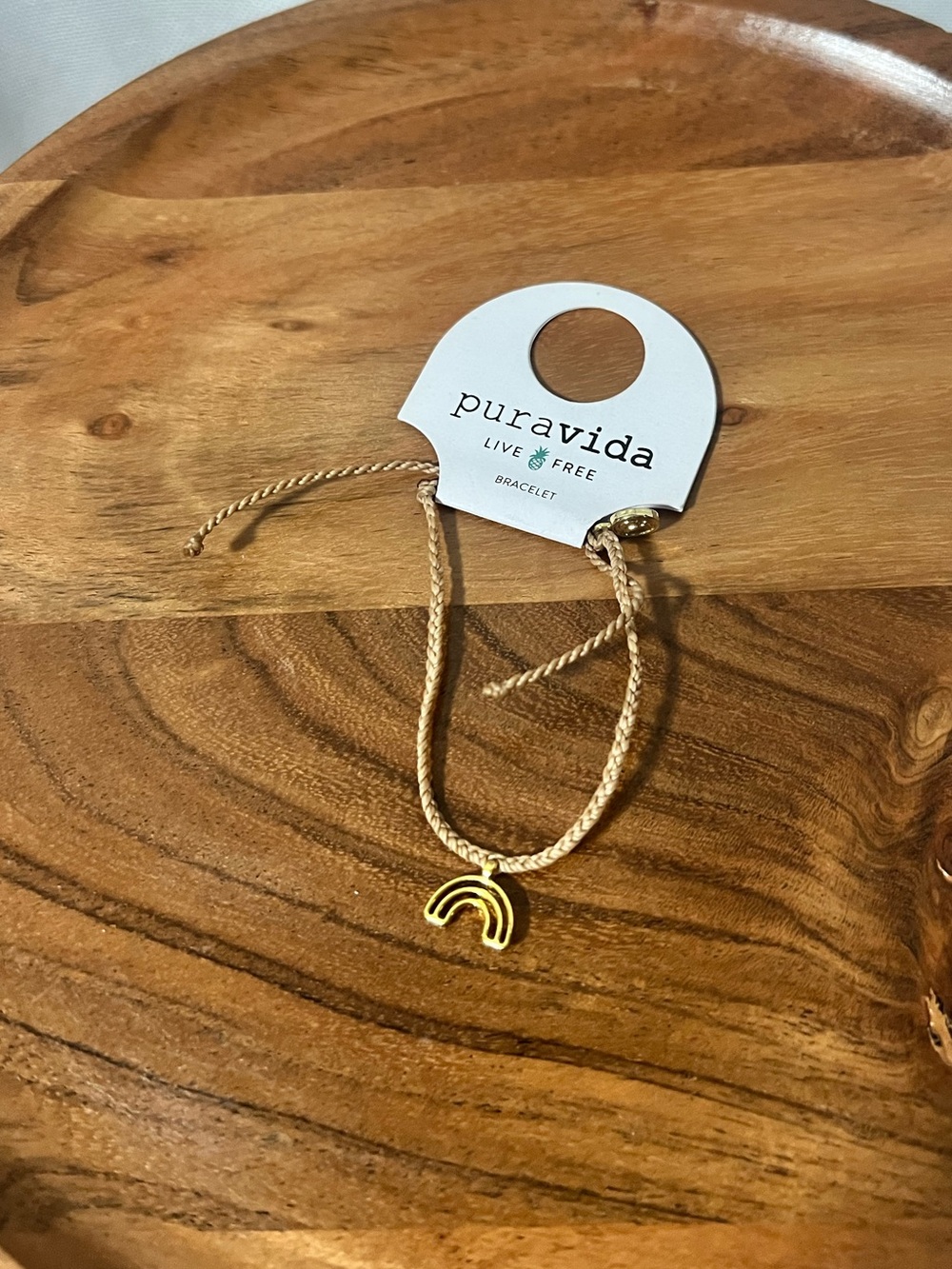Pura Vida Mini Charm Bracelet: Chasing Rainbows Tan/ Gold